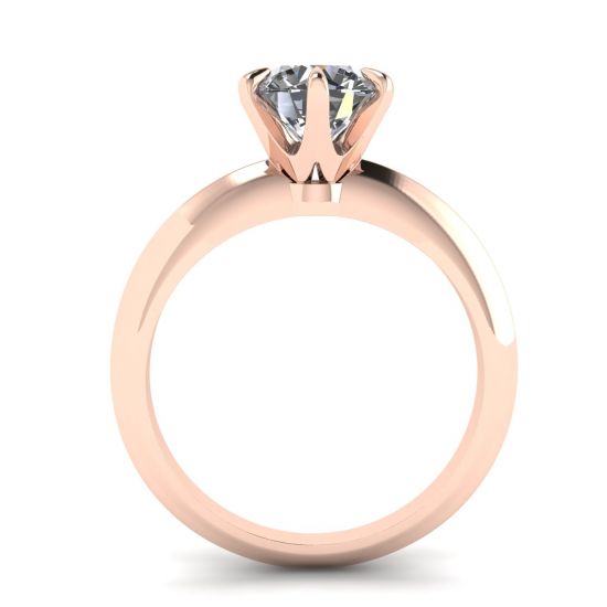 Anello di fidanzamento a 6 griffe con diamante tondo in oro rosa, More Image 0