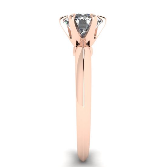 Anello di fidanzamento a 6 griffe con diamante tondo in oro rosa, More Image 1