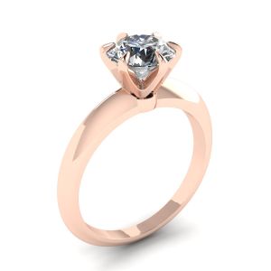 Anello di fidanzamento a 6 griffe con diamante tondo in oro rosa - Foto 3