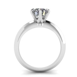 Anello di fidanzamento a 6 griffe con diamante tondo in oro bianco - Foto 1