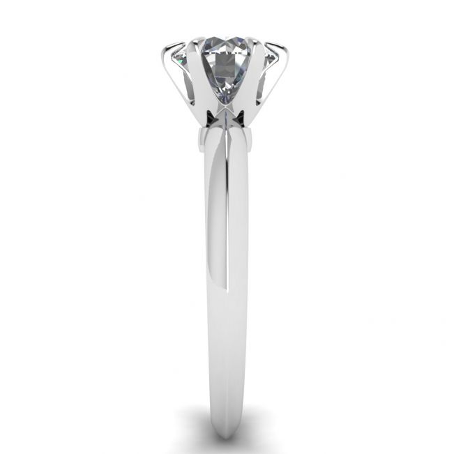 Anello di fidanzamento a 6 griffe con diamante tondo in oro bianco - Foto 2