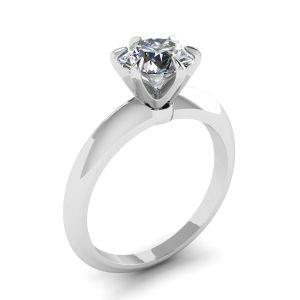 Anello di fidanzamento a 6 griffe con diamante tondo in oro bianco - Foto 3