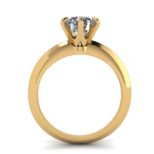 Anello di fidanzamento a 6 griffe con diamante tondo in Oro Giallo - Foto 1