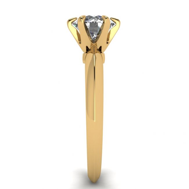 Anello di fidanzamento a 6 griffe con diamante tondo in Oro Giallo - Foto 2