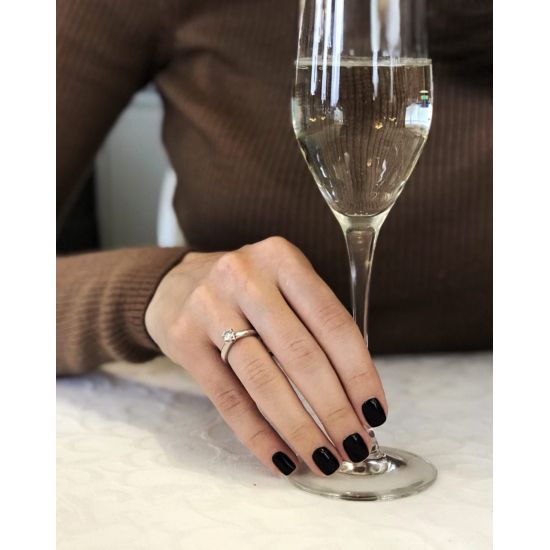 Anello di fidanzamento a 6 griffe con diamante tondo in oro bianco,  Ingrandisci immagine 6