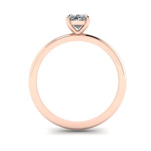 Classico anello solitario con diamante ovale in oro rosa - Foto 1