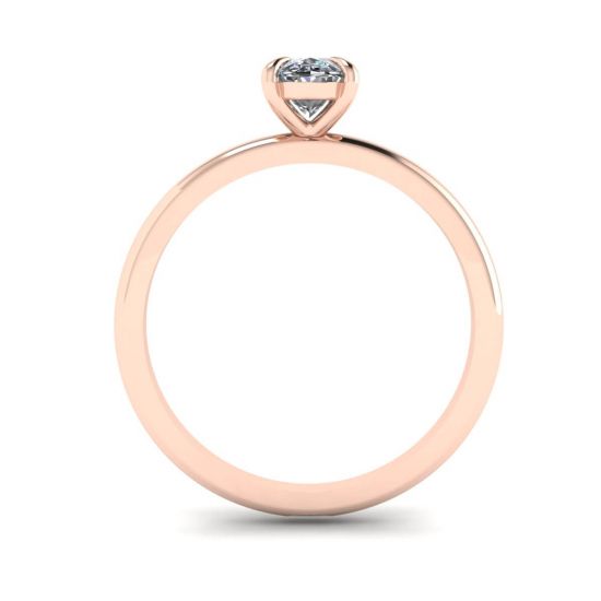 Classico anello solitario con diamante ovale in oro rosa, More Image 0