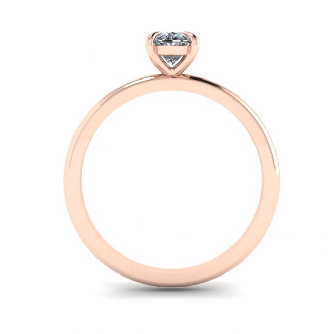 Classico anello solitario con diamante ovale in oro rosa - Foto 1