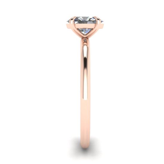 Classico anello solitario con diamante ovale in oro rosa,  Ingrandisci immagine 3
