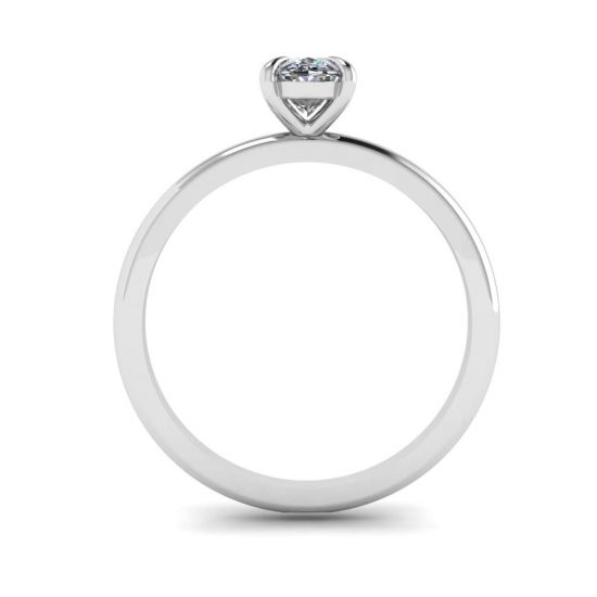 Classico anello solitario con diamante ovale in oro bianco,  Ingrandisci immagine 2