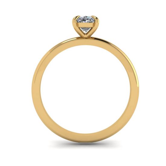 Classico anello solitario con diamante ovale in oro giallo, More Image 0