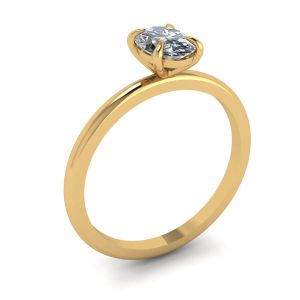 Classico anello solitario con diamante ovale in oro giallo - Foto 3