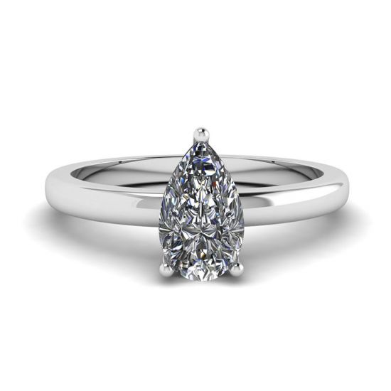Classico anello solitario con diamante a pera, Immagine 1