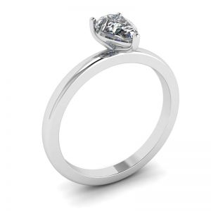 Classico anello solitario con diamante a pera - Foto 3