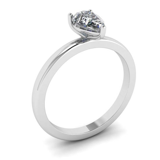Classico anello solitario con diamante a pera,  Ingrandisci immagine 4