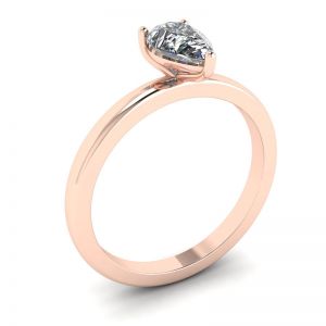 Classico anello solitario con diamante a pera in oro rosa - Foto 3