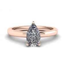 Classico anello solitario con diamante a pera in oro rosa