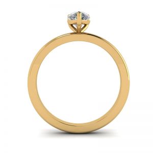 Classico anello solitario con diamante a pera in oro giallo - Foto 1
