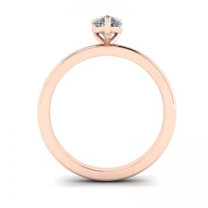 Classico anello solitario con diamante a pera in oro rosa - Foto 1