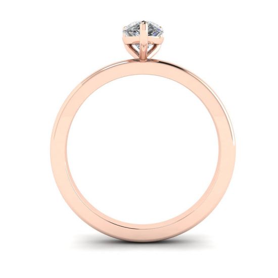 Classico anello solitario con diamante a pera in oro rosa,  Ingrandisci immagine 2