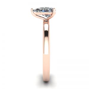 Classico anello solitario con diamante a pera in oro rosa - Foto 2