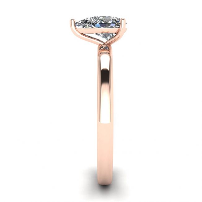 Classico anello solitario con diamante a pera in oro rosa - Foto 2