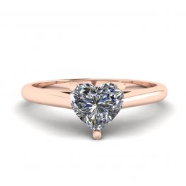 Anello solitario con diamante a cuore classico in oro rosa