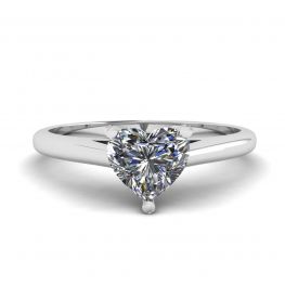 Anello Solitario Diamante Cuore Classico Oro Bianco