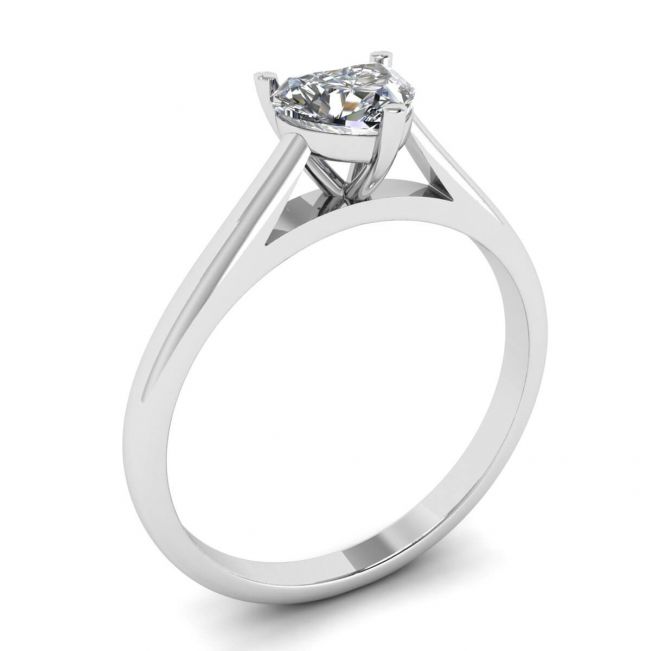 Anello Solitario Diamante Cuore Classico Oro Bianco - Foto 3