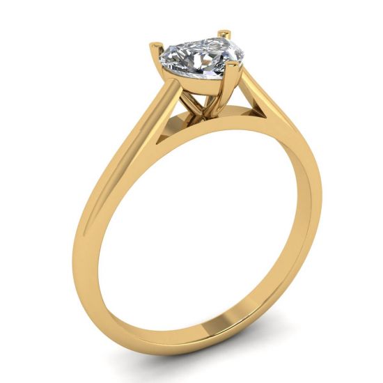 Anello Solitario Diamante Cuore Classico Oro Giallo,  Ingrandisci immagine 4