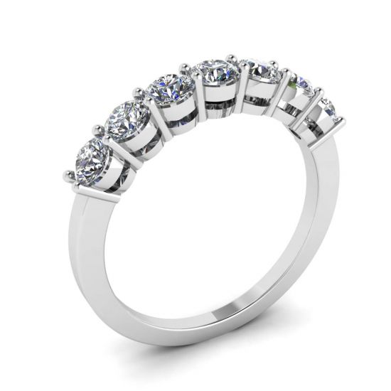 Anello eterno con sette pietre di diamanti in oro bianco 18 carati,  Ingrandisci immagine 4