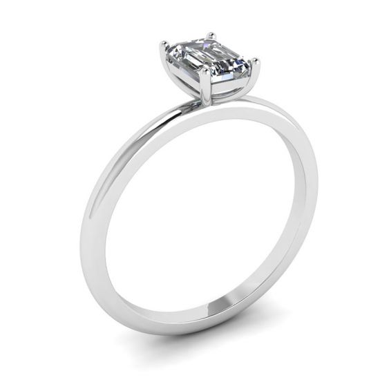 Anello con diamante taglio smeraldo in oro bianco,  Ingrandisci immagine 4