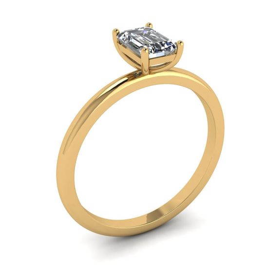 Anello con diamante taglio smeraldo in oro giallo,  Ingrandisci immagine 4