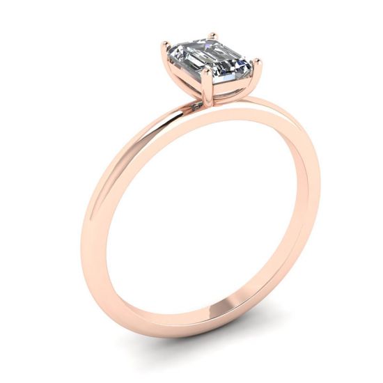 Anello con diamante taglio smeraldo in oro rosa,  Ingrandisci immagine 4