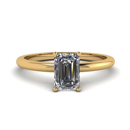 Anello con diamante taglio smeraldo in oro giallo, Immagine 1