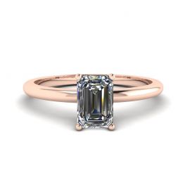 Anello con diamante taglio smeraldo in oro rosa