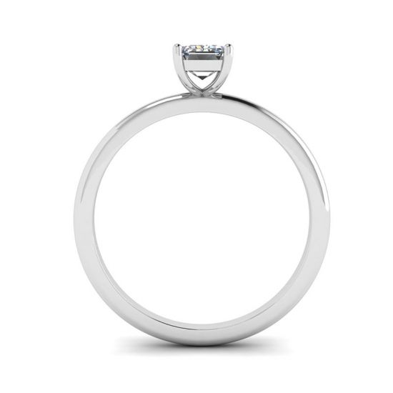 Anello con diamante taglio smeraldo in oro bianco, More Image 0