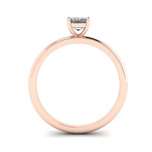 Anello con diamante taglio smeraldo in oro rosa - Foto 1