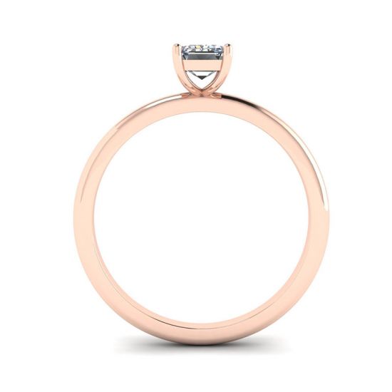 Anello con diamante taglio smeraldo in oro rosa, More Image 0