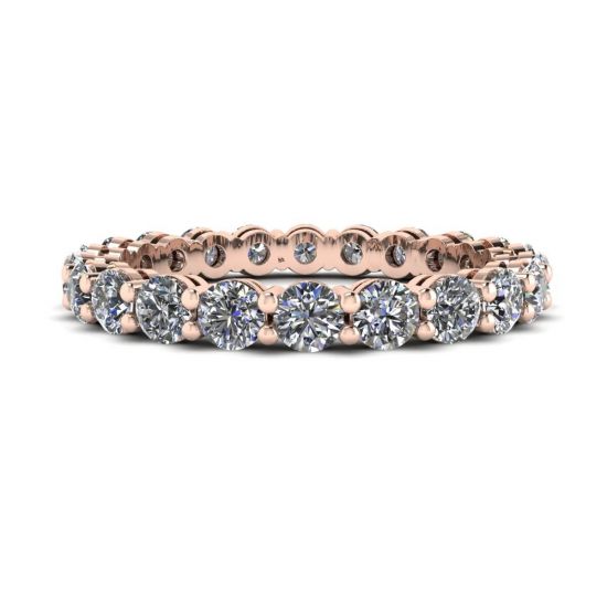 Classico anello Eternity con diamanti da 3 mm in oro rosa, Ingrandisci immagine 1