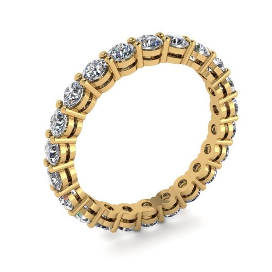 Classico anello Eternity con diamanti da 3 mm in oro giallo,  Ingrandisci immagine 4