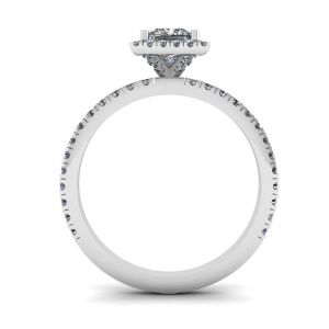 Anello di fidanzamento con diamante Halo galleggiante taglio principessa - Foto 1
