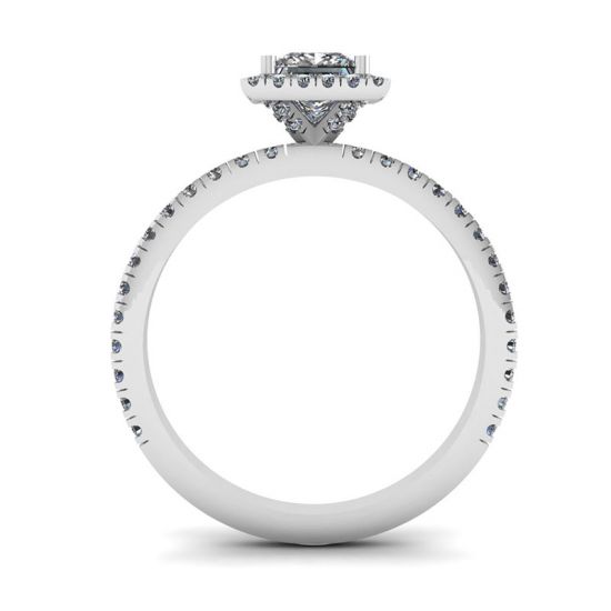 Anello di fidanzamento con diamante Halo galleggiante taglio principessa,  Ingrandisci immagine 2
