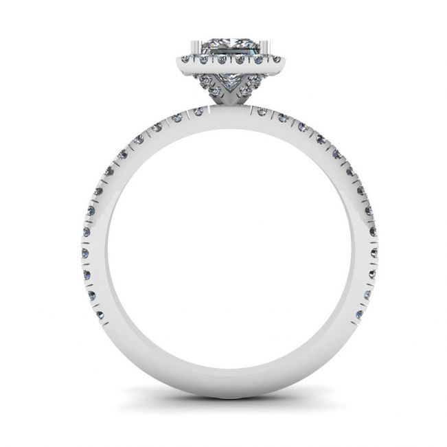 Anello di fidanzamento con diamante Halo galleggiante taglio principessa - Foto 1