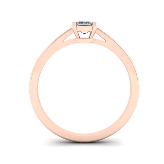 Classico anello solitario con diamante taglio smeraldo in oro rosa,  Ingrandisci immagine 2