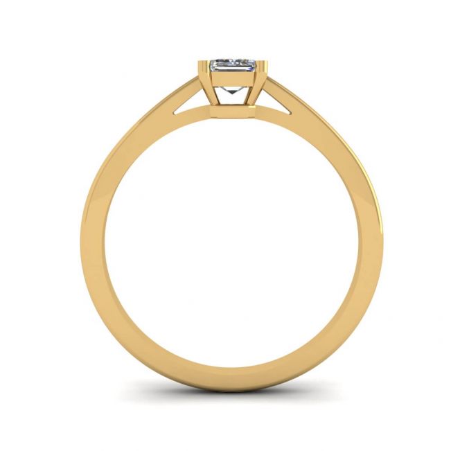 Classico anello solitario con diamante taglio smeraldo in oro giallo - Foto 1