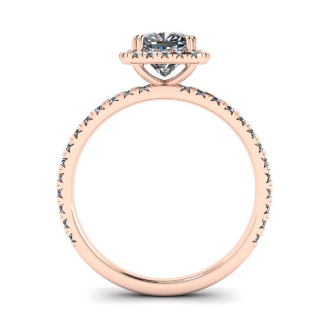 Cushion Diamond Halo Anello di fidanzamento in oro rosa - Foto 1