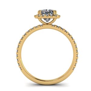Cushion Diamond Halo Anello di fidanzamento in oro giallo - Foto 1