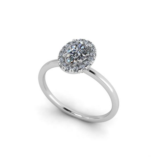 Anello di fidanzamento Halo con diamante ovale,  Ingrandisci immagine 4