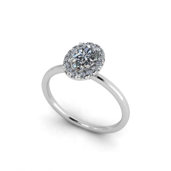 Anello di fidanzamento Halo con diamante ovale - Foto 3